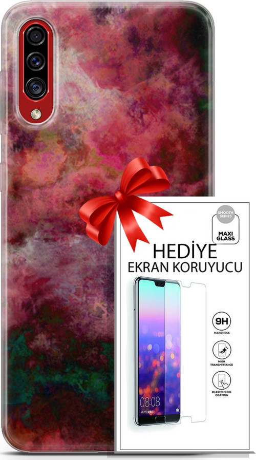 Samsung Galaxy A50S Kılıf Orijinal Seri Nature 28 Bordo İz Bırakmayan Kılıf + Ön Ekran Koruyucu