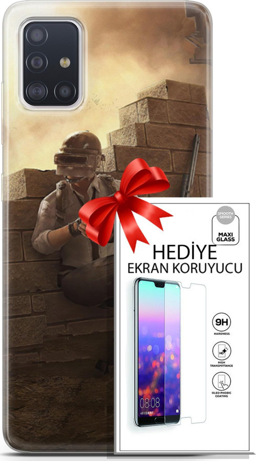 Samsung Galaxy A71 Kılıf Orijinal Seri Pubg 04 Oyun Karakterleri Silikon Kılıf + Ekran Koruyucu Full