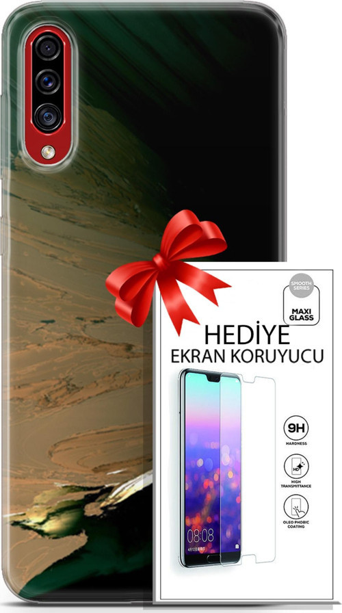 Samsung Galaxy A50S Kılıf Orijinal Seri Nature 02 Yeşil Sarı Kapak Ve Ekran Koruyucu