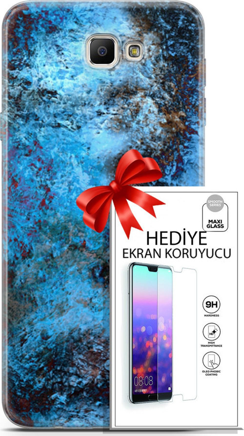 Samsung Galaxy J7 Prime Kılıf Orijinal Seri Nature 27 Rengarenk Lazer Kesim Silikon Ekran Koruyucu