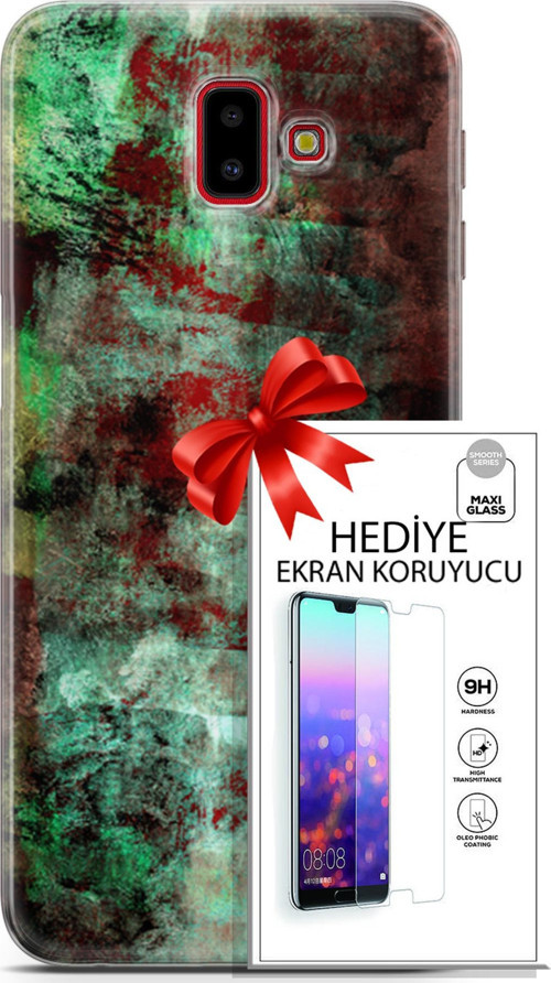 Samsung Galaxy J6 Plus Kılıf Orijinal Seri Nature 10 Su Yeşili Full Hd Kılıf + Ekran Koruyucu