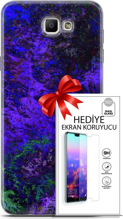 Samsung Galaxy J7 Prime Kılıf Orijinal Seri Nature 30 Mor Tonlar Kenarları Şeffaf Kapak Ve Ekran Koruyucu