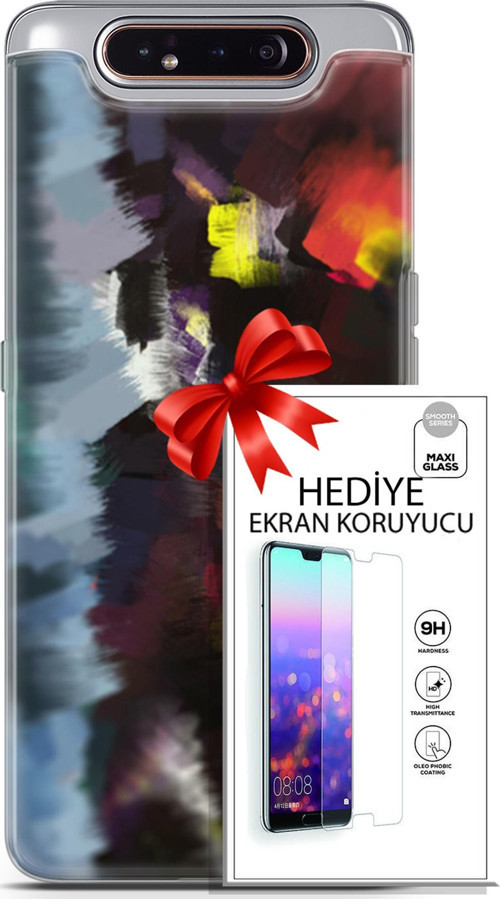 Samsung Galaxy A80 Kılıf Orijinal Seri Nature 19 Çok Renkli Tam Koruma Kılıf + Ekran Koruyucu