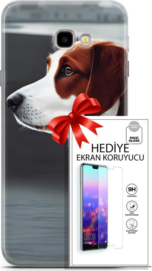 Samsung Galaxy J4 Plus Kılıf Orijinal Seri Dogs 18 Süvari Köpeği Parlak Kılıf + Ekran Koruyucu Full