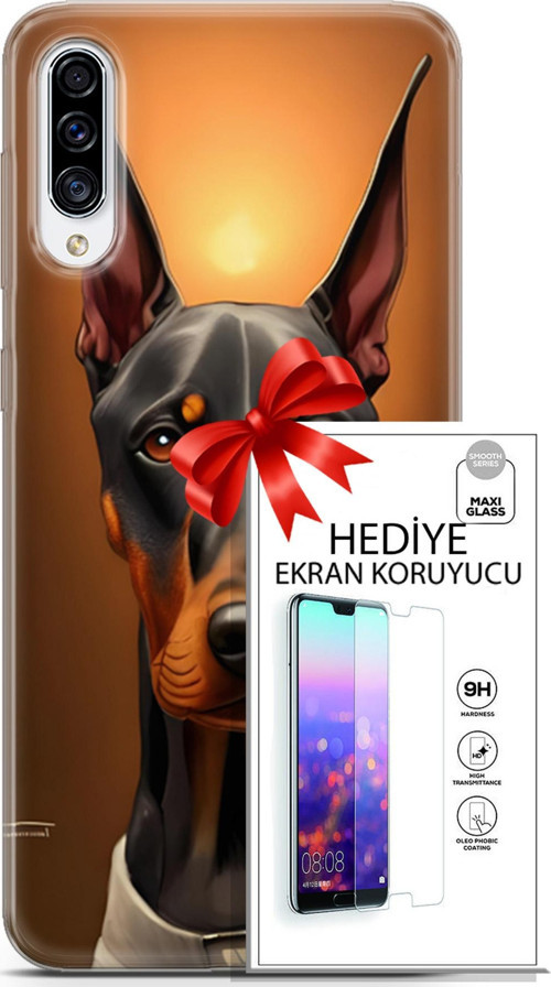 Samsung Galaxy A70S Kılıf Orijinal Seri Dogs 03 Doberman Arka Kapak + Ekran Koruyucu
