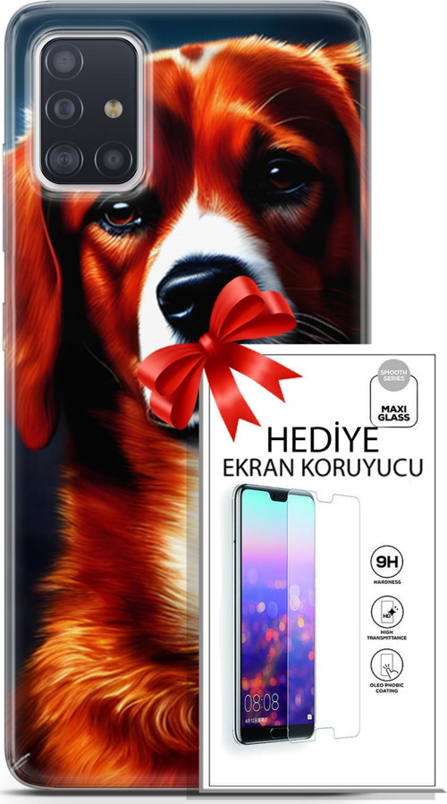 Samsung Galaxy A71 Kılıf Orijinal Seri Dogs 21 Spaniel Darbe Önleyici Kapak + Ön Ekran Koruyucu
