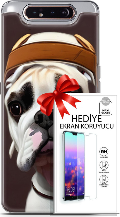 Samsung Galaxy A80 Kılıf Orijinal Seri Dogs 26 Mastiff Soft Kapak + Ekran Koruyucu