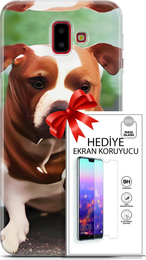 Samsung Galaxy J6 Plus Kılıf Orijinal Seri Dogs 29 American Staffordshire Leke Tutmaz Kapak + Ekran Koruyucu