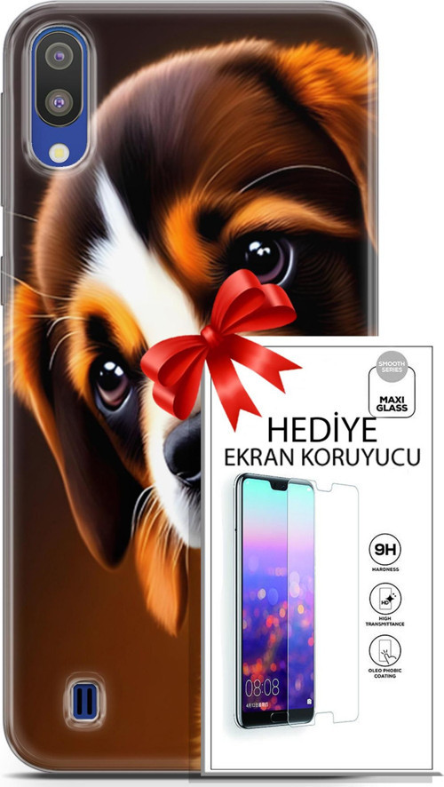 Samsung Galaxy M10 Kılıf Orijinal Seri Dogs 05 Üzgün Yavru Koruma Kılıfı + Ekran Koruyucu