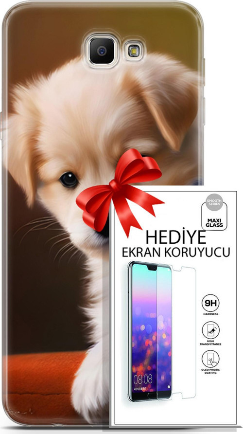 Samsung Galaxy J7 Prime Kılıf Orijinal Seri Dogs 15 Kaniş Yavru Kalın Silikon + Ekran Koruyucu