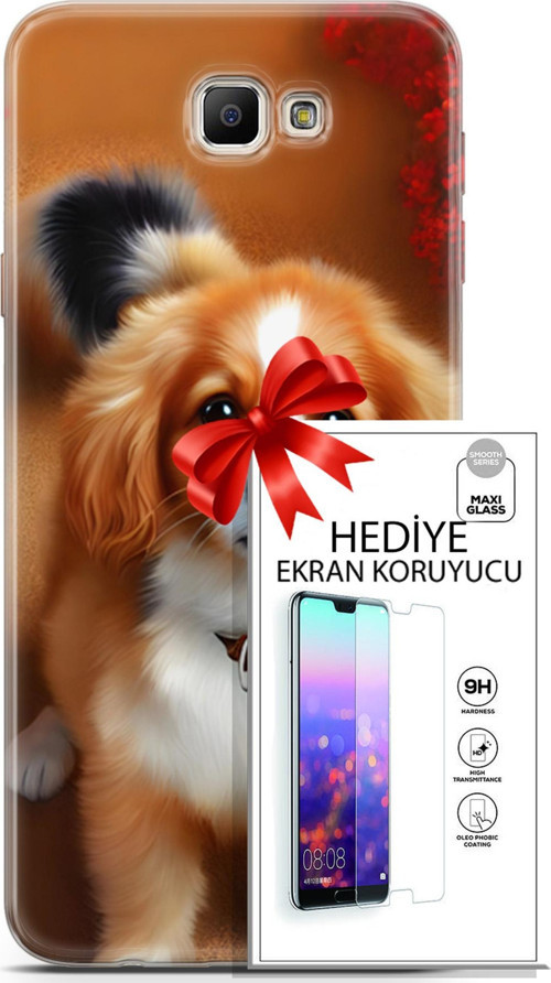 Samsung Galaxy J7 Prime Kılıf Orijinal Seri Dogs 14 King Charles Spaniel Cover Kılıf + Ön Ekran Koruyucu