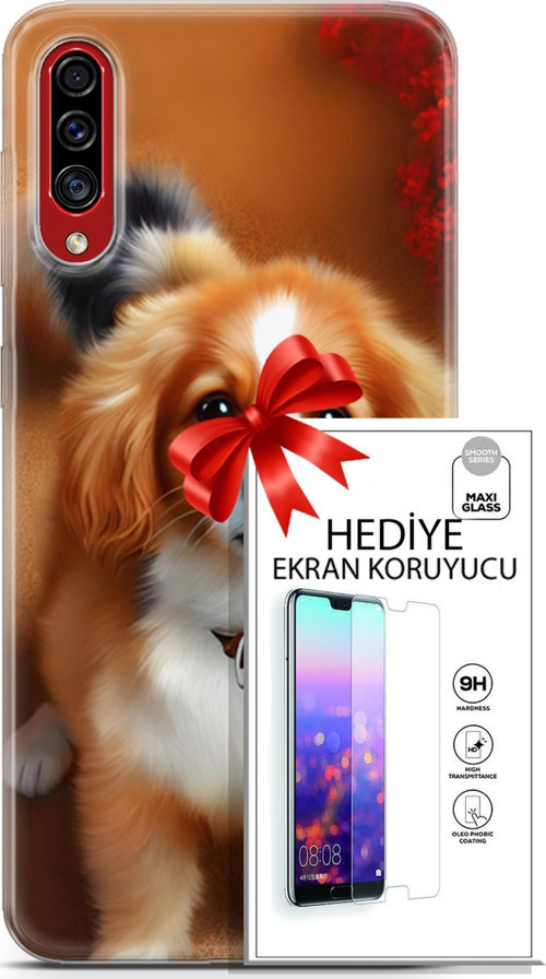 Samsung Galaxy A50S Kılıf Orijinal Seri Dogs 14 King Charles Spaniel Cover Kılıf + Ön Ekran Koruyucu