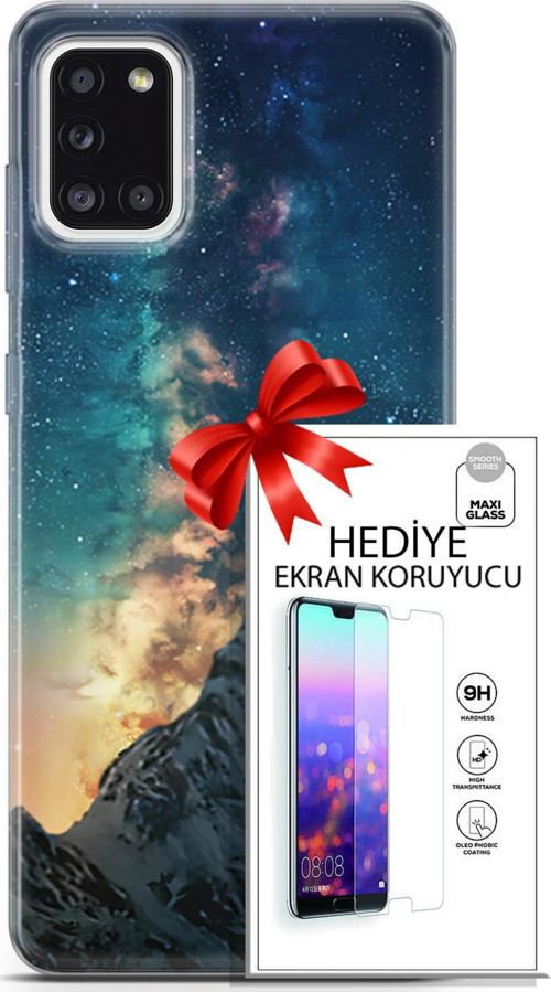 Samsung Galaxy A31 Kılıf Orijinal Seri Fantasy 19 Mavi Gece Tam Koruma Kılıf + Ekran Koruyucu