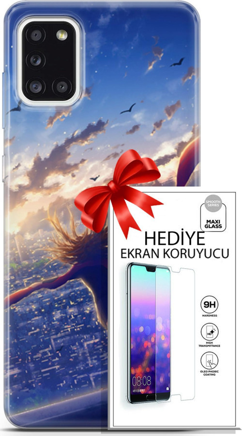 Samsung Galaxy A31 Kılıf Orijinal Seri Fantasy 03 Kuşlar Kız Arka Kapak + Ekran Koruyucu
