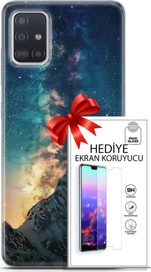 Samsung Galaxy A71 Kılıf Orijinal Seri Fantasy 19 Mavi Gece Tam Koruma Kılıf + Ekran Koruyucu
