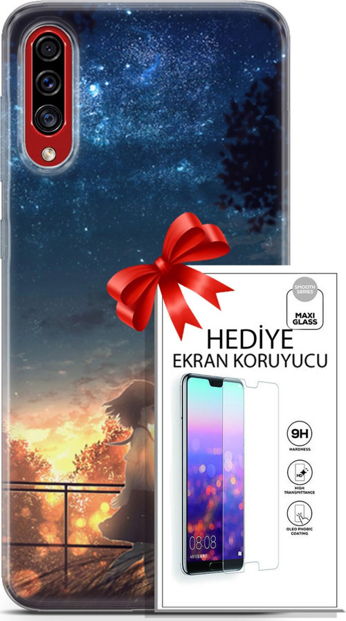 Samsung Galaxy A50S Kılıf Orijinal Seri Fantasy 21 Anime Yıldızlar Darbe Önleyici Kapak + Ön Ekran Koruyucu