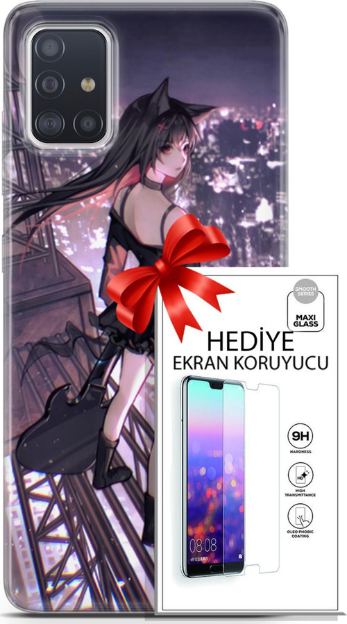 Samsung Galaxy A71 Kılıf Orijinal Seri Fantasy 20 Anime Çatıda Renkli Kılıf Ekran Koruyucu