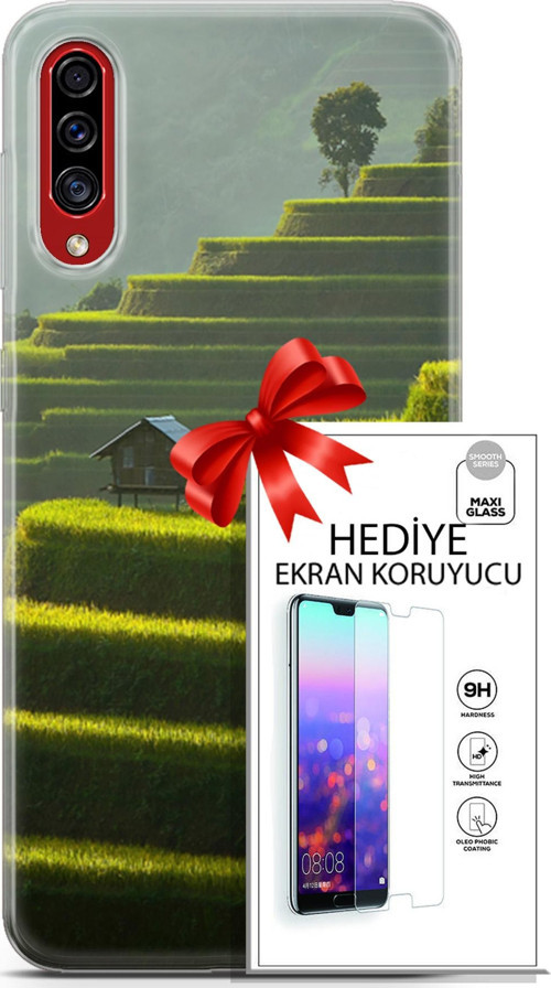 Samsung Galaxy A50S Kılıf Orijinal Seri Fantasy 23 Çay Tarlası Telefon Kabı Ve Ekran Koruyucu