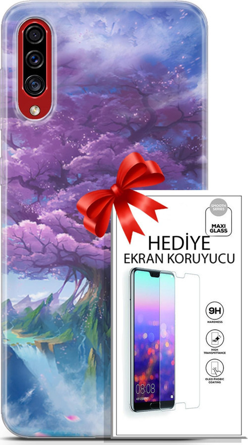 Samsung Galaxy A50S Kılıf Orijinal Seri Fantasy 27 Bahar Ağaç Lazer Kesim Silikon Ekran Koruyucu