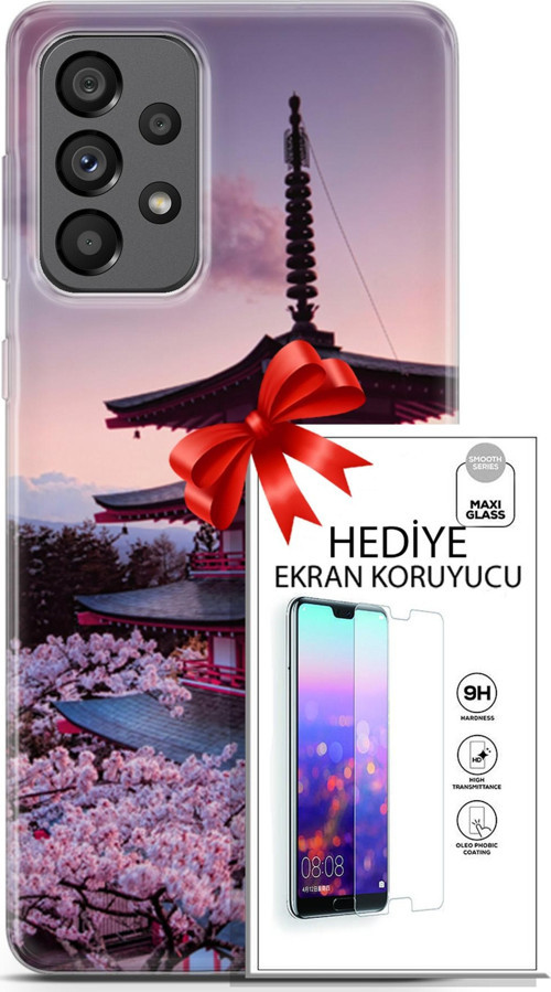 Samsung Galaxy A73 5G Kılıf Orijinal Seri Fantasy 04 Arakurayama Sengen Silikon Kılıf + Ekran Koruyucu