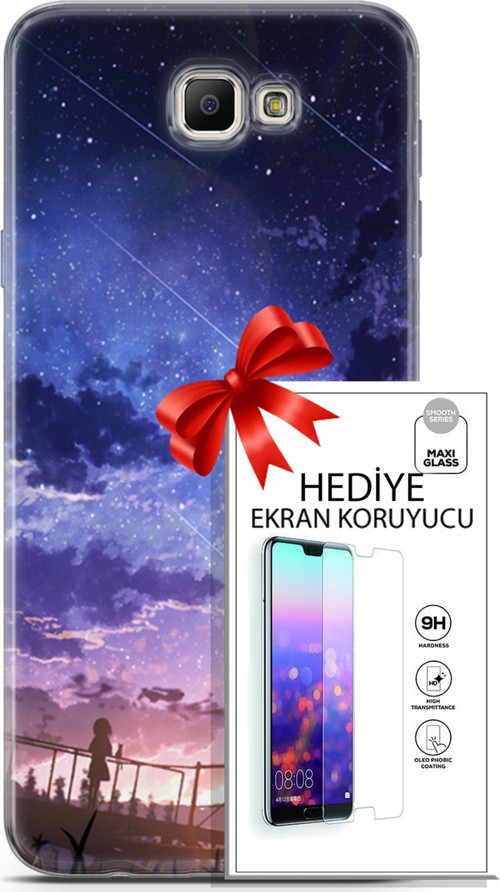 Samsung Galaxy J7 Prime Kılıf Orijinal Seri Fantasy 09 Kayan Yıldızlar Uv Kılıf Ve Ekran Koruyucu