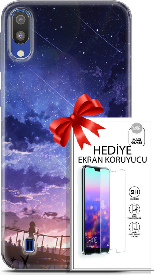 Samsung Galaxy M10 Kılıf Orijinal Seri Fantasy 09 Kayan Yıldızlar Uv Kılıf Ve Ekran Koruyucu