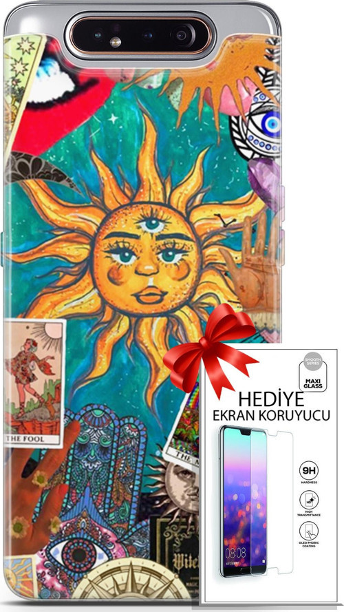 Samsung Galaxy A80 Kılıf Orijinal Seri Bounce 08 Elodie Edwards Baskılı Kılıf + Ekran Koruyucu