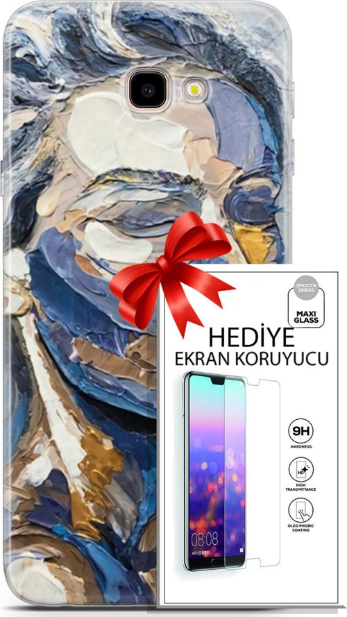 Samsung Galaxy J4 Plus Kılıf Orijinal Seri Soul 06 Mavi Yüz Koruyucu Kapak Ekran Koruyucu
