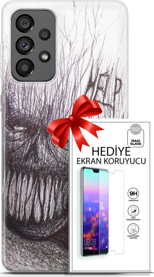 Samsung Galaxy A73 5G Kılıf Orijinal Seri Soul 29 Şeytan Leke Tutmaz Kapak + Ekran Koruyucu