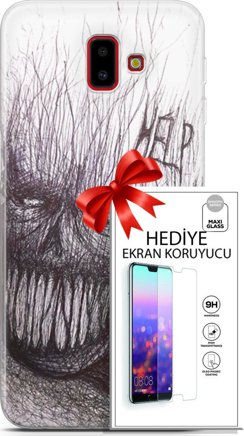 Samsung Galaxy J6 Plus Kılıf Orijinal Seri Soul 29 Şeytan Leke Tutmaz Kapak + Ekran Koruyucu