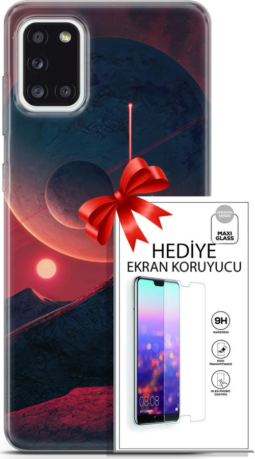 Samsung Galaxy A31 Kılıf Orijinal Seri Neo 19 Iron Man Tam Koruma Kılıf + Ekran Koruyucu