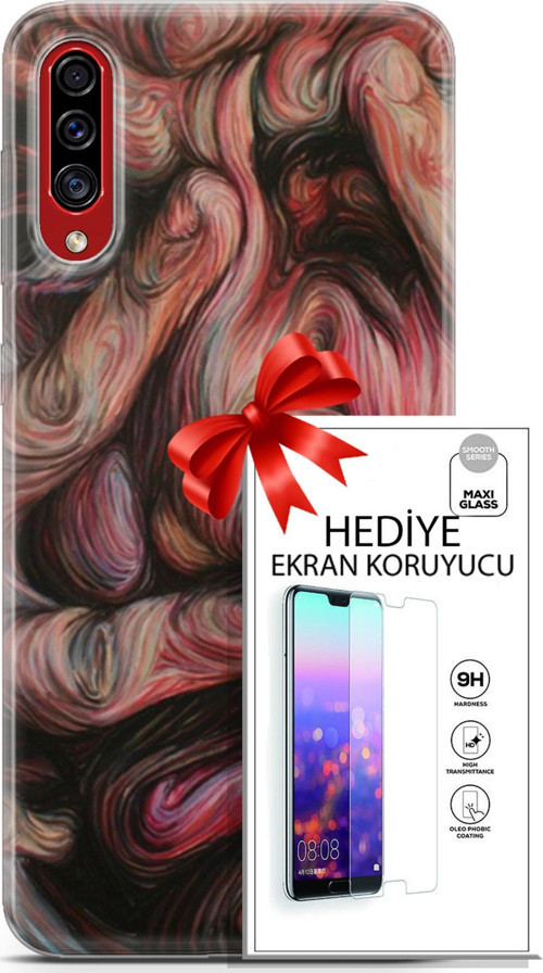 Samsung Galaxy A50S Kılıf Orijinal Seri Soul 27 Dağılmış Surat Lazer Kesim Silikon Ekran Koruyucu