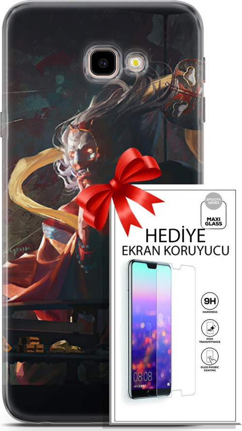 Samsung Galaxy J4 Plus Kılıf Orijinal Seri Neo 07 Batman Vs Deathstroke Desenli Kılıf + Ön Ekran Koruyucu