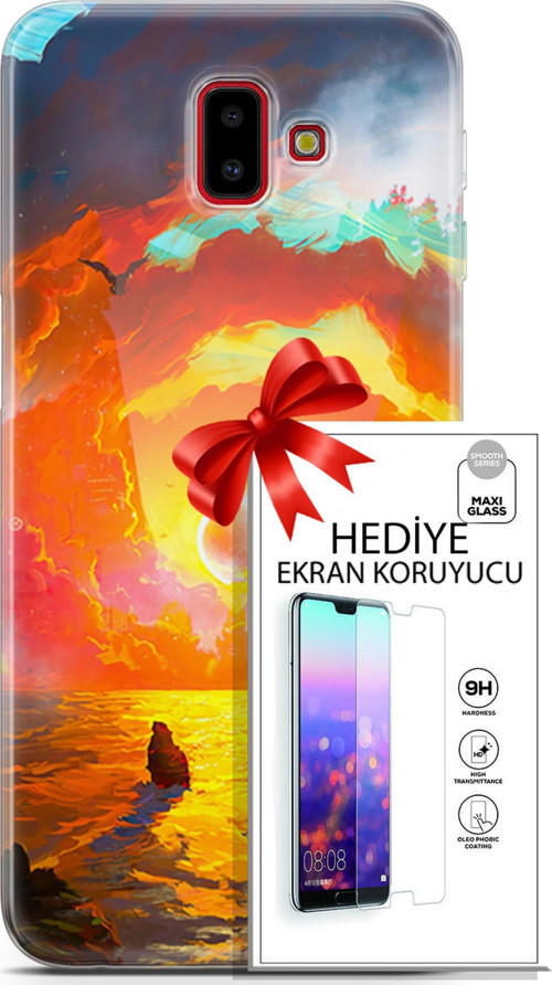 Samsung Galaxy J6 Plus Kılıf Orijinal Seri Neo 21 Tabancalı Darbe Önleyici Kapak + Ön Ekran Koruyucu