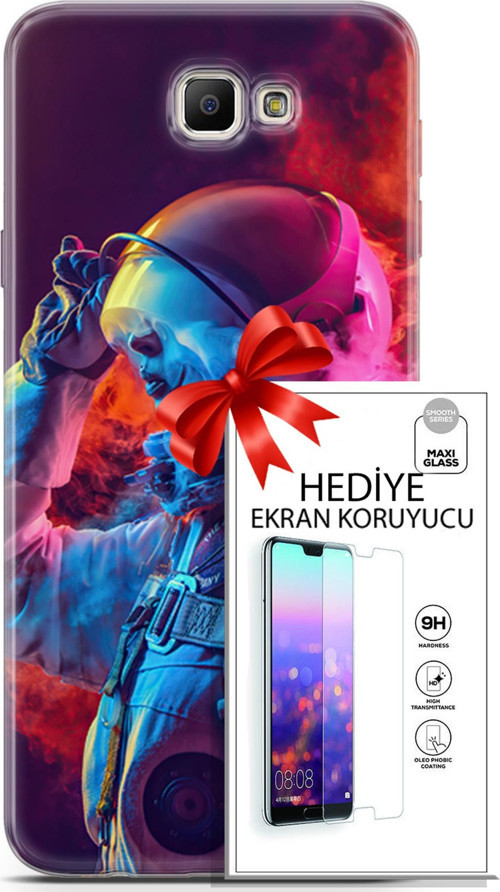 Samsung Galaxy J7 Prime Kılıf Orijinal Seri Neo 18 Spider Man Noir Parlak Kılıf + Ekran Koruyucu Ful