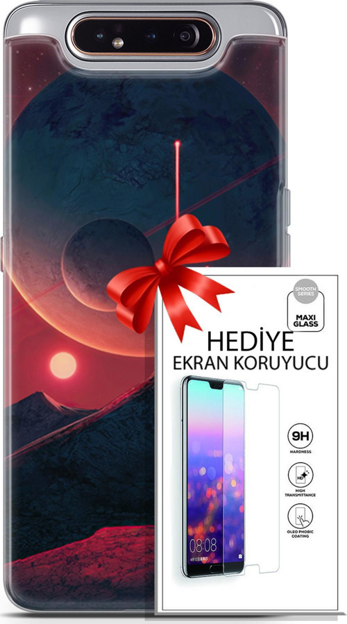 Samsung Galaxy A80 Kılıf Orijinal Seri Neo 19 Iron Man Tam Koruma Kılıf + Ekran Koruyucu