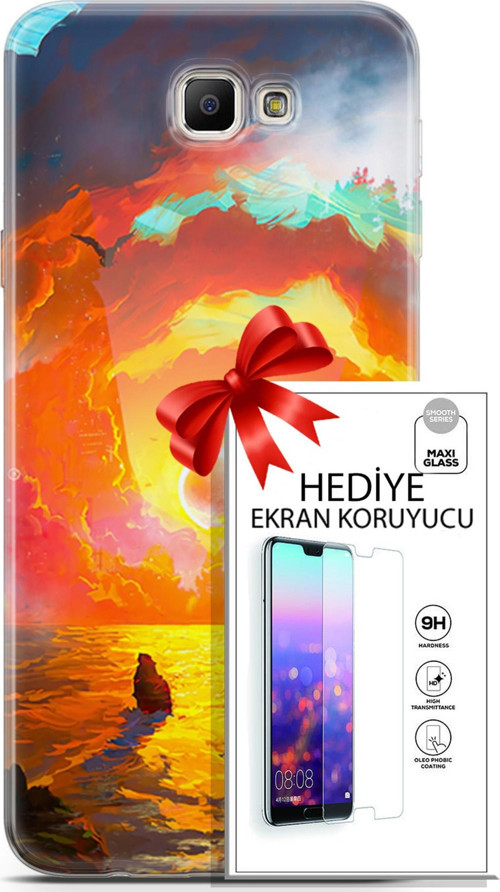 Samsung Galaxy J7 Prime Kılıf Orijinal Seri Neo 21 Tabancalı Darbe Önleyici Kapak + Ön Ekran Koruyucu