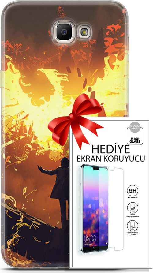 Samsung Galaxy J7 Prime Kılıf Orijinal Seri Neo 13 Mor Panter Fortnite Case Kapak Ekran Koruyucu