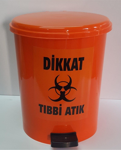 Tıbbi Atık Kovası 10 Lt Turuncu Pedallı