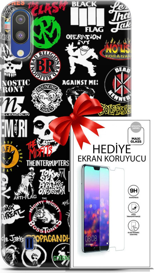 Samsung Galaxy M10 Kılıf Orijinal Seri Punky 29 Armalar Leke Tutmaz Kapak + Ekran Koruyucu