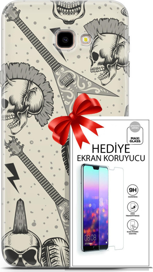 Samsung Galaxy J4 Plus Kılıf Orijinal Seri Punky 20 Trash Punk Renkli Kılıf Ekran Koruyucu