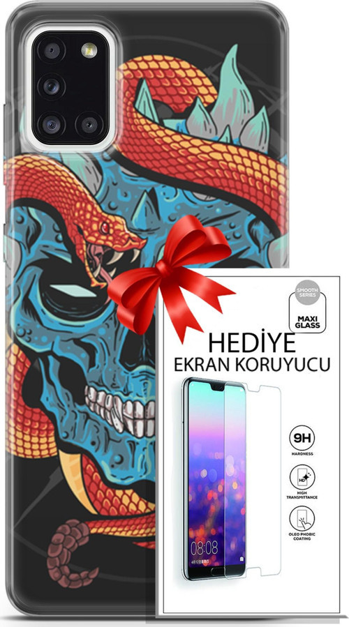 Samsung Galaxy A31 Kılıf Orijinal Seri Punky 13 Şeytan Case Kapak Ekran Koruyucu