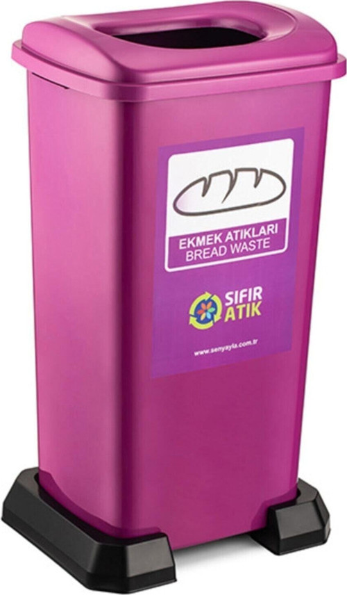 Sıfır Atık Geri Dönüşüm Çöp Kutusu Kovası 70 Lt Mor Ekmek Atıkları