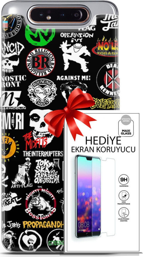 Samsung Galaxy A80 Kılıf Orijinal Seri Punky 29 Armalar Leke Tutmaz Kapak + Ekran Koruyucu