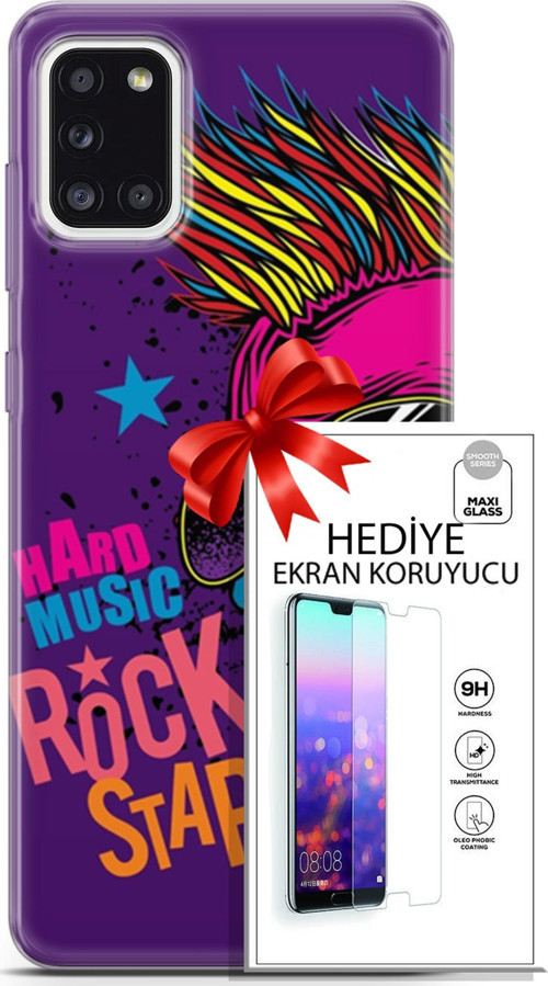 Samsung Galaxy A31 Kılıf Orijinal Seri Punky 16 Rockstar Hediyelik Kılıf Ve Ekran Koruyucu