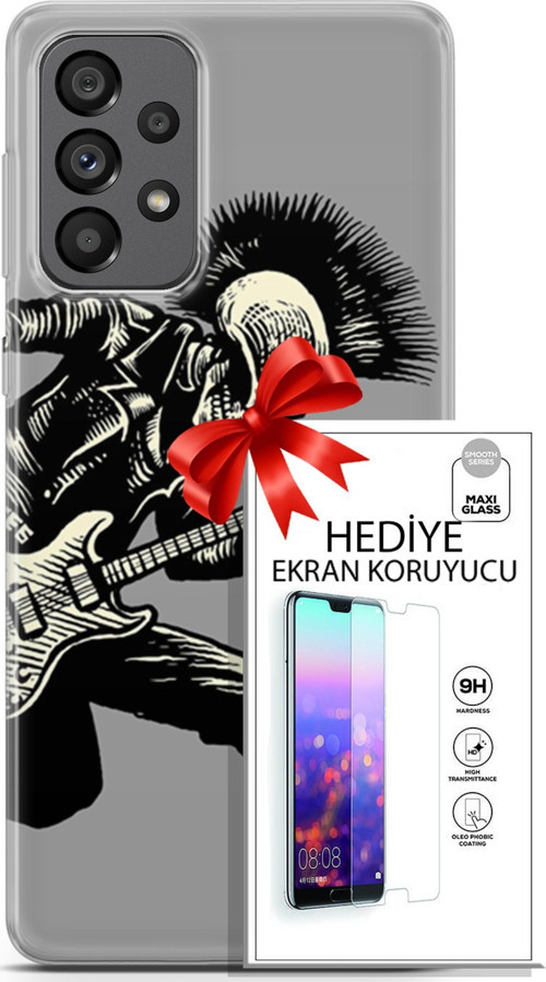 Samsung Galaxy A73 5G Kılıf Orijinal Seri Punky 07 Punk Gitarist Desenli Kılıf + Ön Ekran Koruyucu