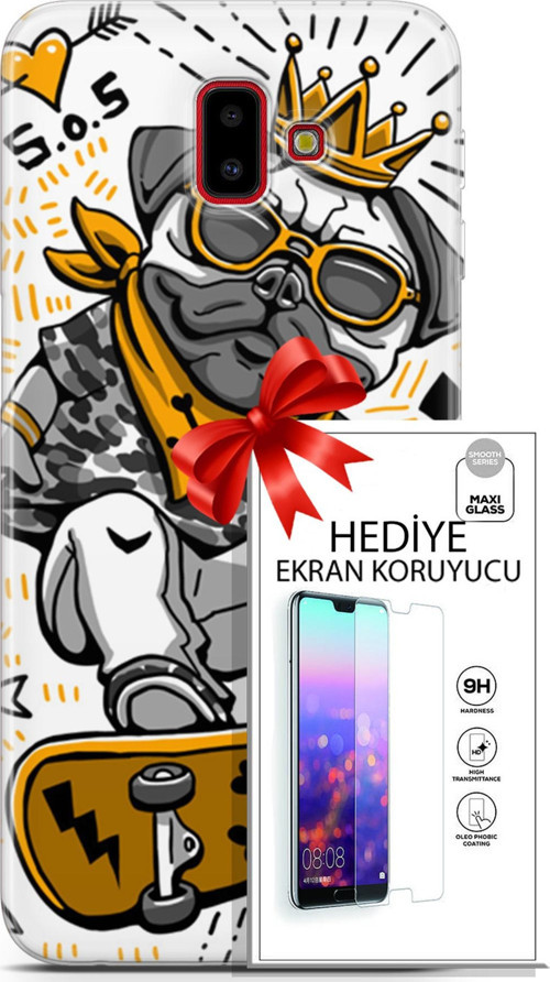 Samsung Galaxy J6 Plus Kılıf Orijinal Seri Punky 09 Punk Pug Uv Kılıf Ve Ekran Koruyucu