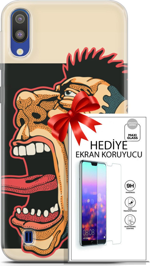 Samsung Galaxy M10 Kılıf Orijinal Seri Punky 11 Maymun 4K Baskılı Kılıf + Ekran Koruyucu Full Koruma