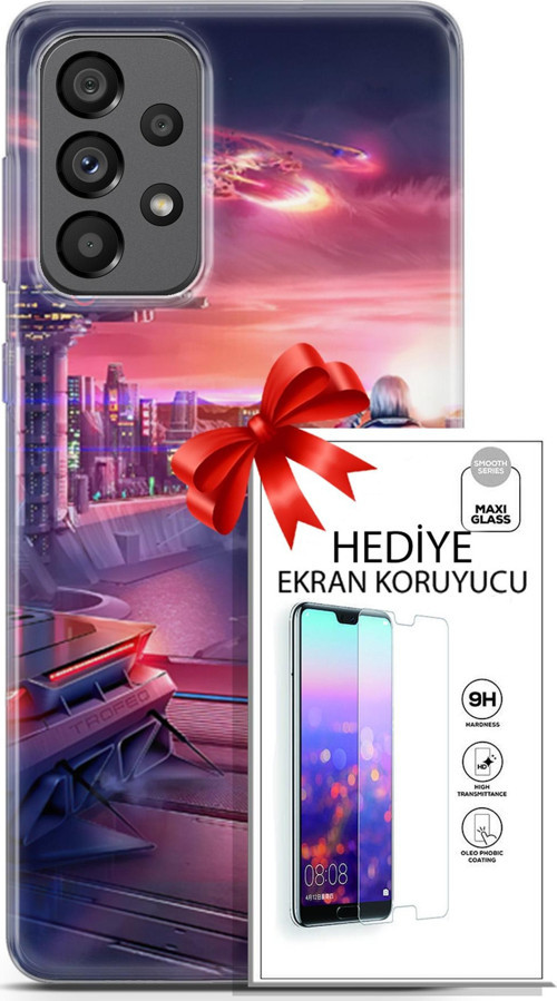 Samsung Galaxy A73 5G Kılıf Orijinal Seri Cyberpunk 13 Dünya Dışı Case Kapak Ekran Koruyucu