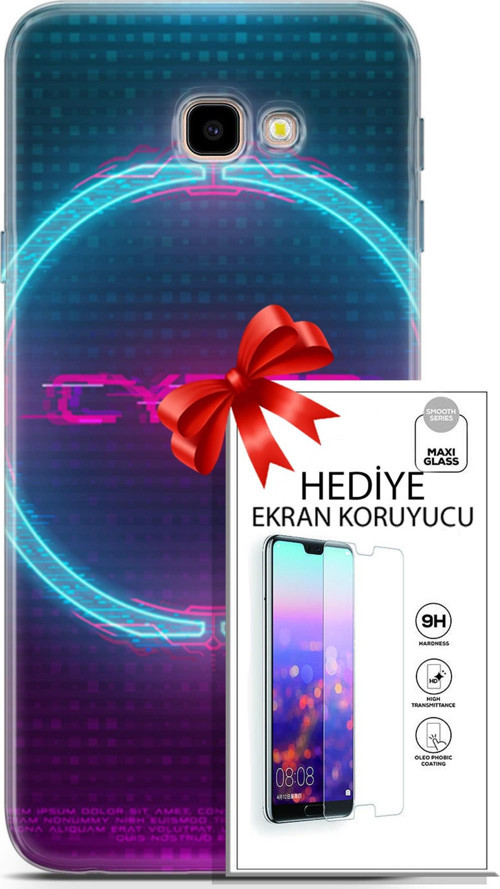 Samsung Galaxy J4 Plus Kılıf Orijinal Seri Cyberpunk 09 Cyber Logo Uv Kılıf Ve Ekran Koruyucu